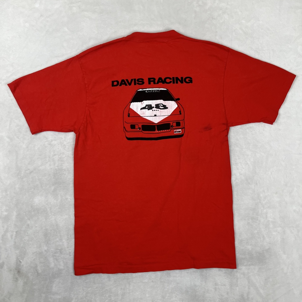 Vintage Davis Racing SCCA T-Shirt Mens Large Red Race Car Racing Single Stitch